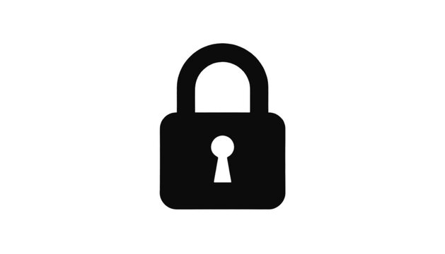 Padlock symbol rendered in a bold black aesthetic signifies a locked state or restricted access feature commonly found in cybersecurity software and administrative control panel dashboards.