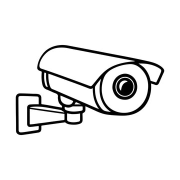 Security surveillance camera, diagonally in front Vector Icon Wall Mounted CCTV Illustration