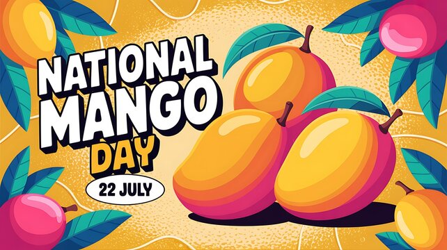 National mango day july 22 creative background design with multiple fresh tropical mango fruits tropical colorful