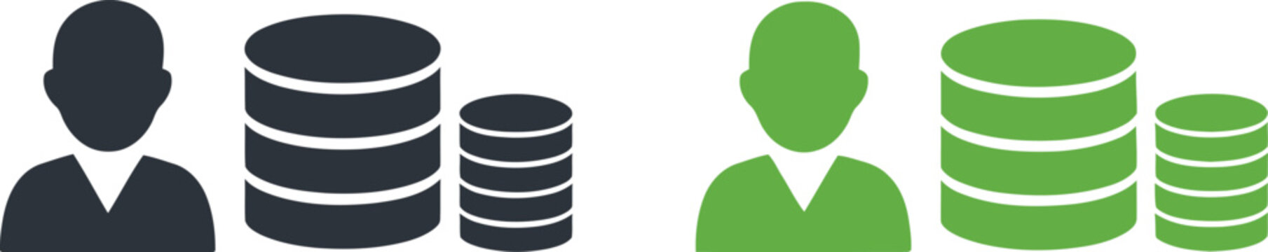 Database User Management Icon Set in Black 