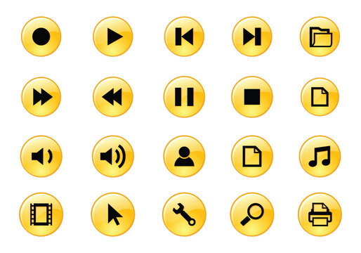 Golden Number Icon Button Set Vector Illustration Icons collection. Different vector icons. Golden and Black set of Icons,  transparent background.  web icon. Stars in modern simple flat style.