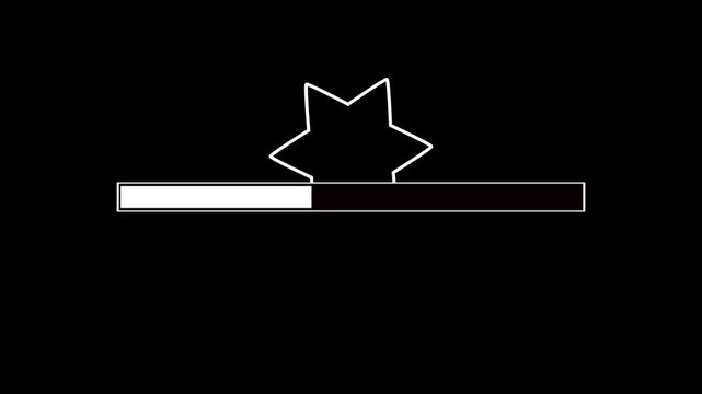 Processing bar with star icon animation Video on Transparent background, please wait bar and percentage Futuristic progress loading bar.
