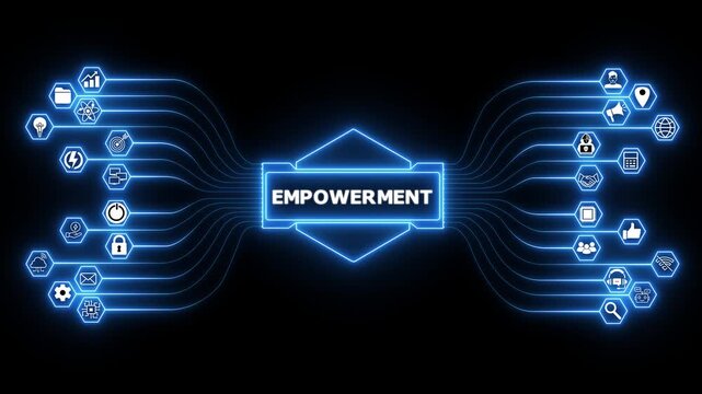 Corporate Empowerment dashboard visualizing leadership interface with secure organizational development system and advanced digital technology..