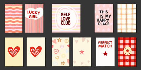 illustrated greeting cards collection pastel colors hand drawn style © Lolita