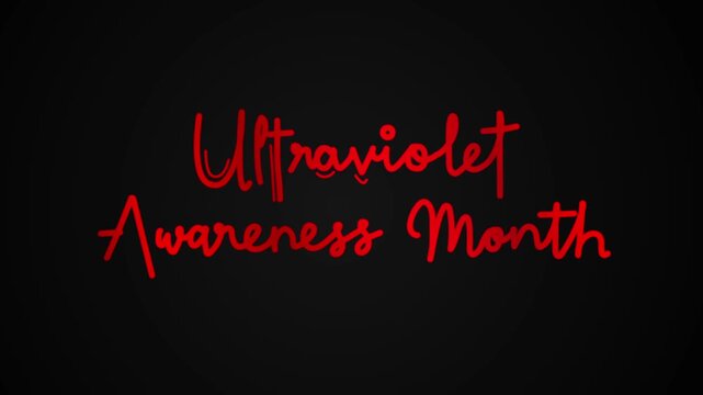 Ultraviolet awareness month One line continuous animated typography intro outro animation video, hand drawn calligraphy lettering monoline vintage text on background, hand drawing 