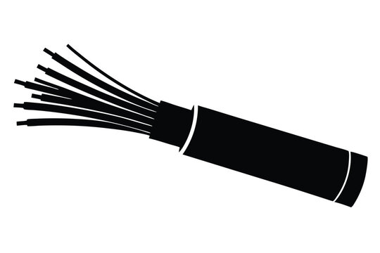 fiber optical cable silhouette line art vector illustration with a white background