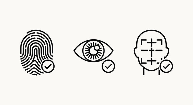 security icons set fingerprint eye scan and facial recognition