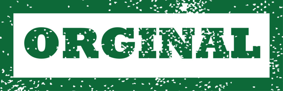 Green grunge stamp with bold white "original" text on white background