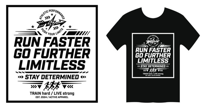 Set of 3 athletic performance and fitness typography t-shirt designs for activewear