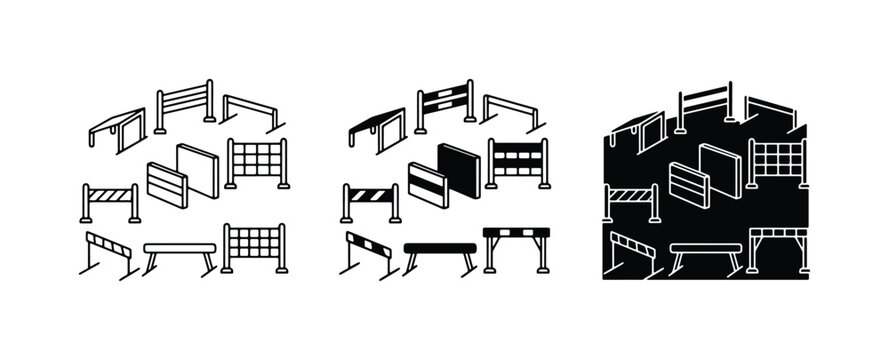 Construction Barriers, Traffic Control, Safety Fencing, Crowd Management, Event Security, Roadblock Icons