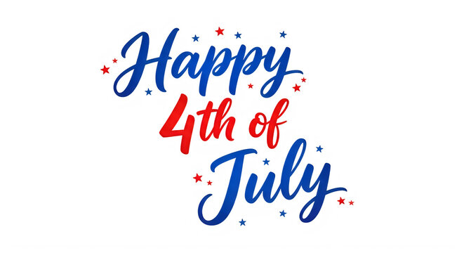 Happy 4th of july american independence day greeting isolated on transparent background