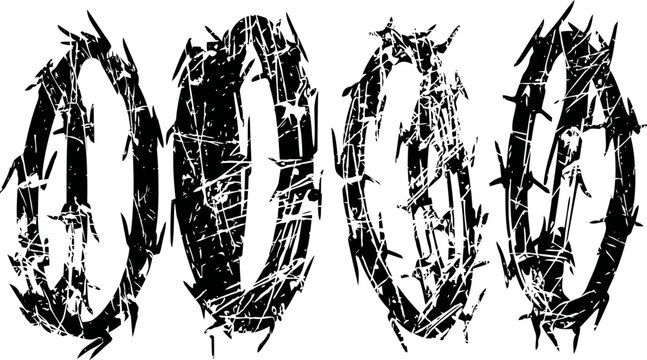 grunge numbers zero in distressed with scratches and rough texture