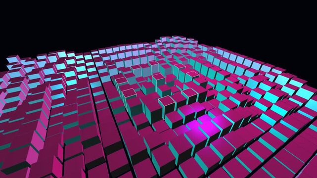 Abstract 3D Motion Graphics of Rectangular Pillars with Neon Outline_loop