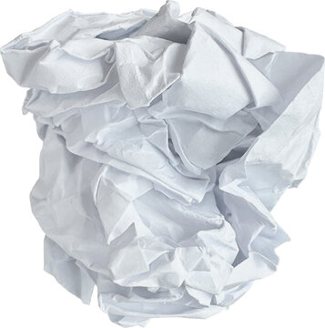 White torn crumpled paper texture cutout