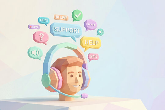 Low Poly Customer Support Icon Concept
