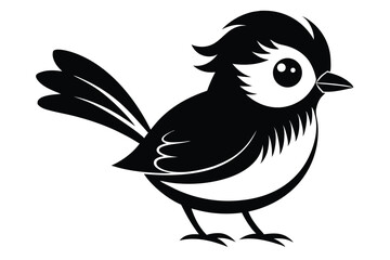 Fototapeta premium cute babbler bird silhouette line art vector illustration with a white background