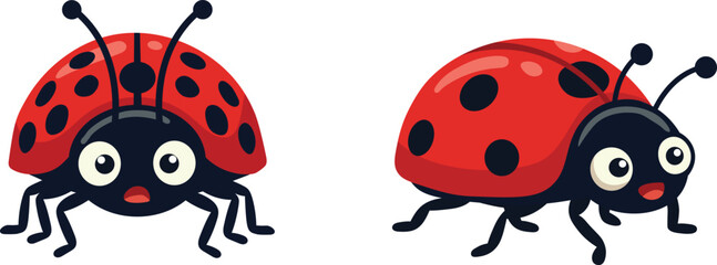 Fototapeta premium Ladybug Pair Cartoon Illustration with Red Spotted Beetles