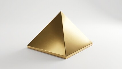 Fototapeta premium Luxury gold pyramid isolated on a clean white background with elegant lighting and metallic reflections. Premium financial investment concept with minimalist high-end aesthetic.