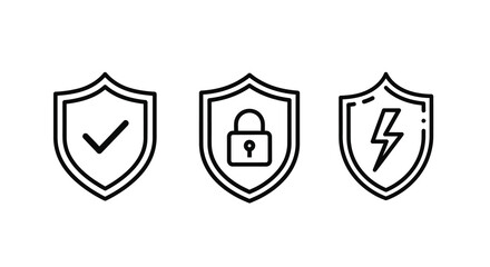 security shield icons with checkmark padlock and lightning bolt © MDTAHIDURRAHMAN