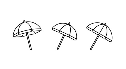 Beach umbrella line drawing set on white background © MDTAHIDURRAHMAN