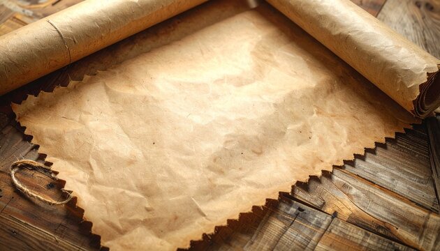 Natural kraft paper sheet with rough deckle edge and visible fiber texture, isolated minimalist material for vintage stationery, handmade packaging, artistic design, eco branding, scrapbooking, printi