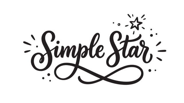 Signature Star typography splash doodle with handwritten script style and ink dots for modern poster design