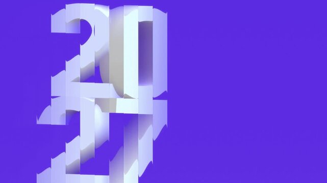 Abstract digital year 2026 numbers with white glitch texture on a purple background for innovative business reports and technology presentations