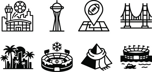 Fototapeta premium Travel and Tourism Outline Icon Collection for Web and Mobile Design