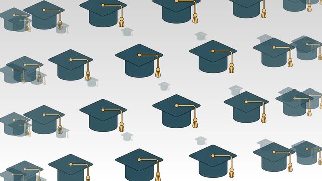 Graduation Caps Graduation Cap and Tassel Seamless Pattern Background Education Academic Success and University Ceremony Concept.