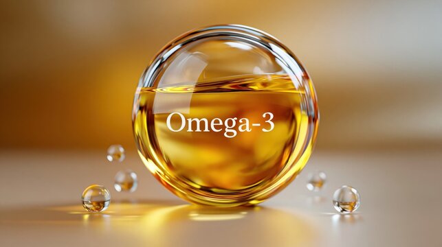 Omega 3 fish oil capsule 3D render for health and supplement design