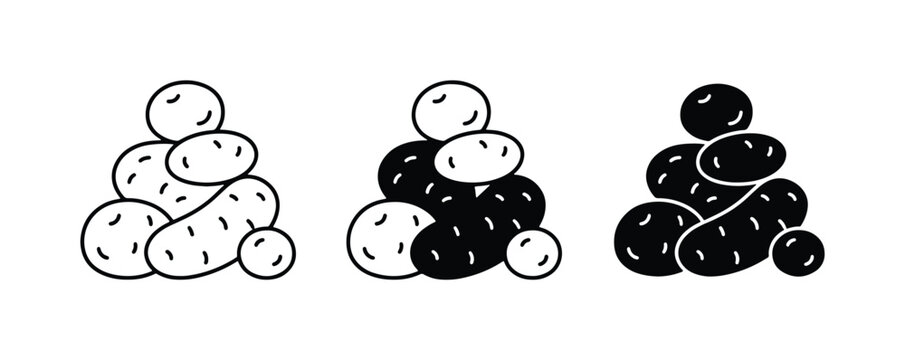 Potato Icons Set, Simple Vector Graphics for Food and Agriculture Themes