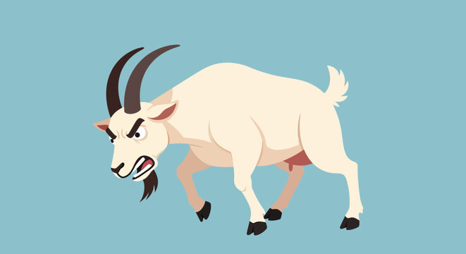 Angry Goat Illustration - Aggressive Barnyard Animal