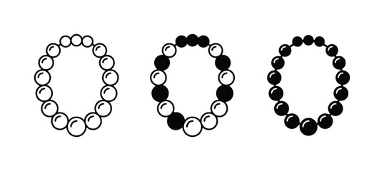 Fototapeta premium Pearl Necklace Icons, Black and White Jewelry Vector Graphics, Elegant Accessory Designs