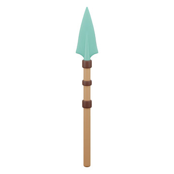 3 d rendered spear with mint green tip and wooden shaft isolated on a transparent background