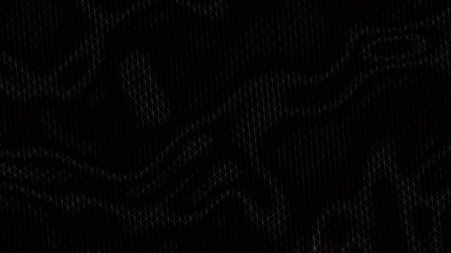 Intricate dark wireframe pattern with subtle red highlights forming a complex digital network mesh for technology and cybersecurity themes