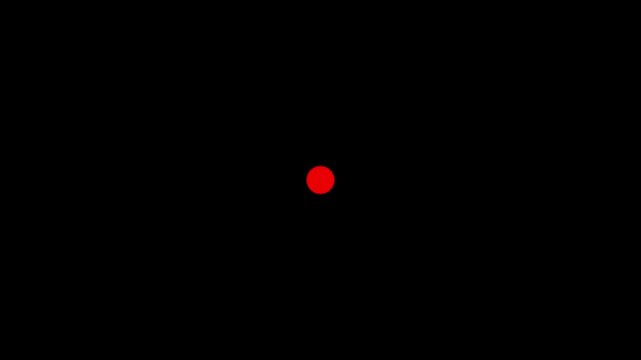 Minimalist pulsing dot animation on black background. Abstract glowing circle loop animation. Red radio wave animation an alpha channel.4k animation video