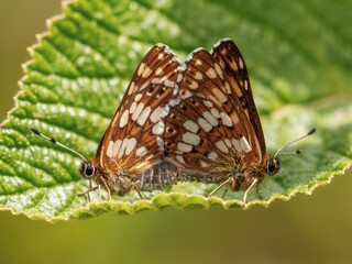 Fototapeta premium Pair of Duke of Burgundy Butterflie Mating