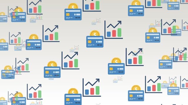 Business Charts Credit Card and Financial Business Chart Seamless Pattern Background Economic Growth and Investment Concept