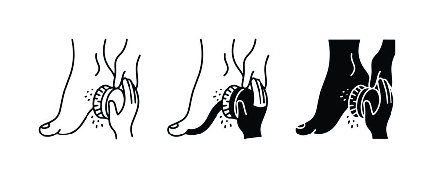 Foot Pumice Stone Care, Pedicure Step Icon, Exfoliation Process Vector