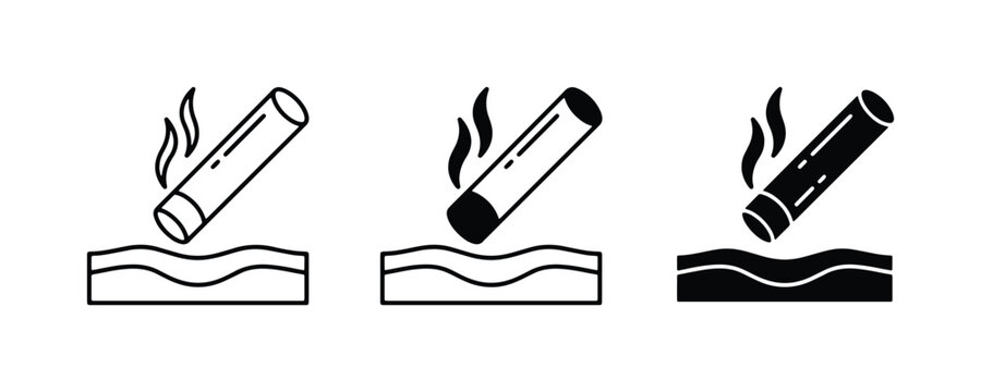 Cigar Icons Set, Smoking Symbol Collection, Tobacco Product Graphics, Vector Illustrations for Nicotine Consumption and Relaxation