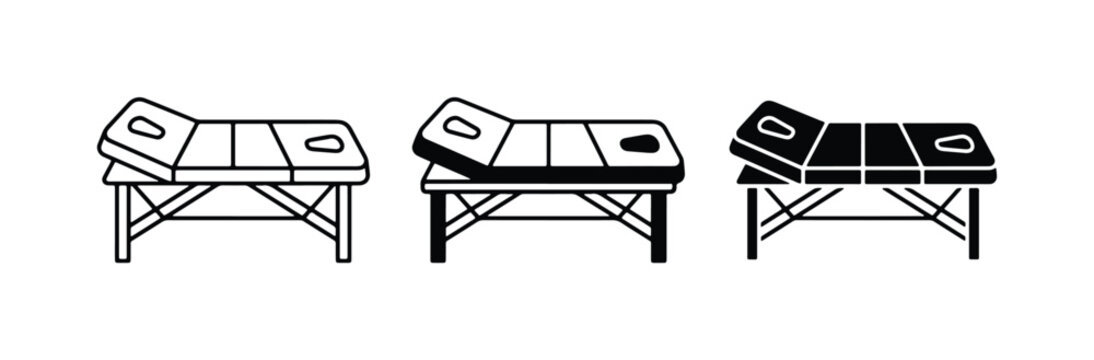 Massage Table Icons, Spa Bed Vector Set, Therapy Couch Graphics, Wellness Furniture