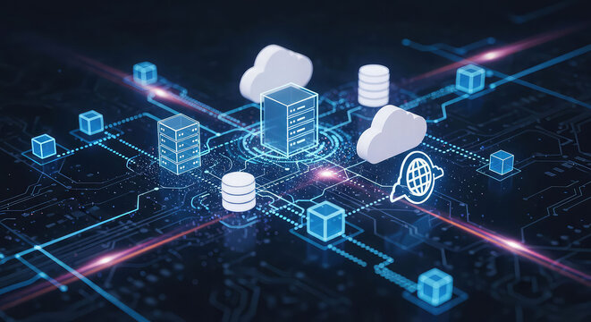 Cloud computing network infrastructure with data storage and global connectivity