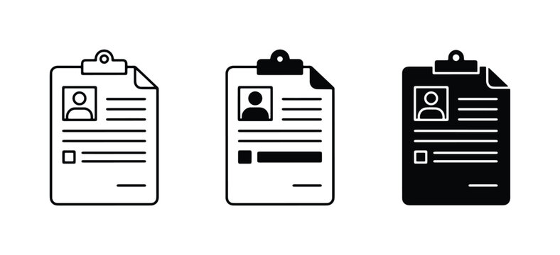 Resume Icons, CV Templates, Job Application Forms, Professional Profiles, Vector Graphics