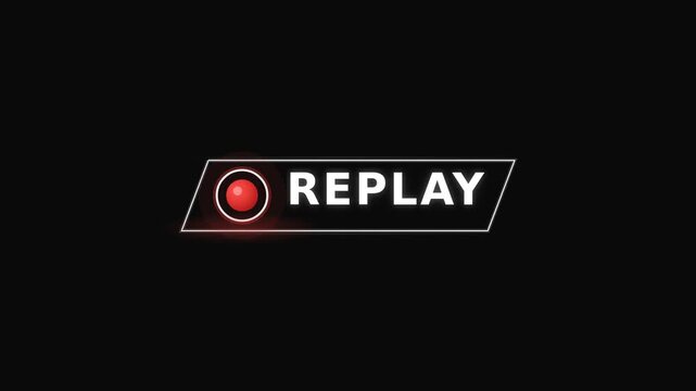 Replay logo with a red circle and white text against a dark background, perfect for video playback and broadcasting needs