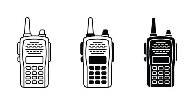 Walkie Talkie Icons, Two-Way Radio Vector Set, Portable Communication Devices