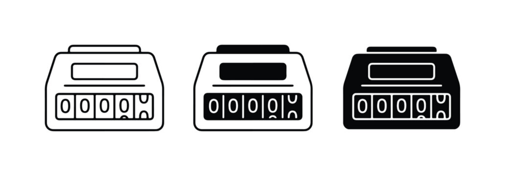 Mechanical Counter Icons, Tally Clicker Set, Manual Digit Register Collection
