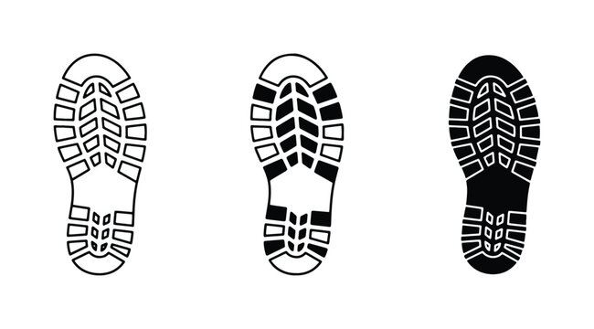 Boot Sole Prints Vector Set, Rugged Tread Patterns, Outdoor Footwear Impressions