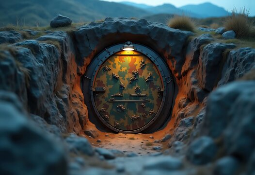 Underground Bunker Door Hillside Grotto Concealed Escape Shelter