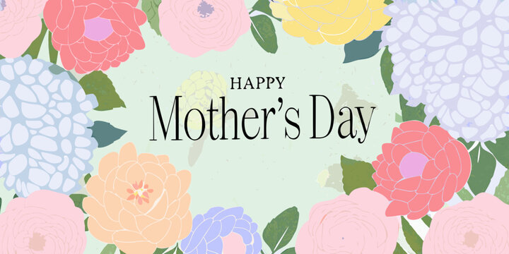 Floral mother s day greeting with pastel colored flowers