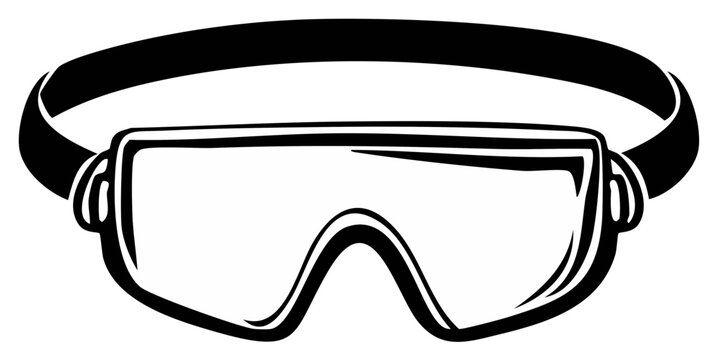 Clear protective safety goggles with adjustable black strap worn for eye protection